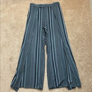 Michael Stars Wide Leg Tulip Pants Cabana Blue Stripe Elastic Waist Small